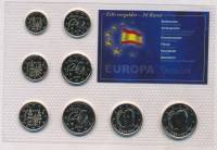 (8 монет) Набор монет Евро Испания Разные года год  Позолота  Блистер
